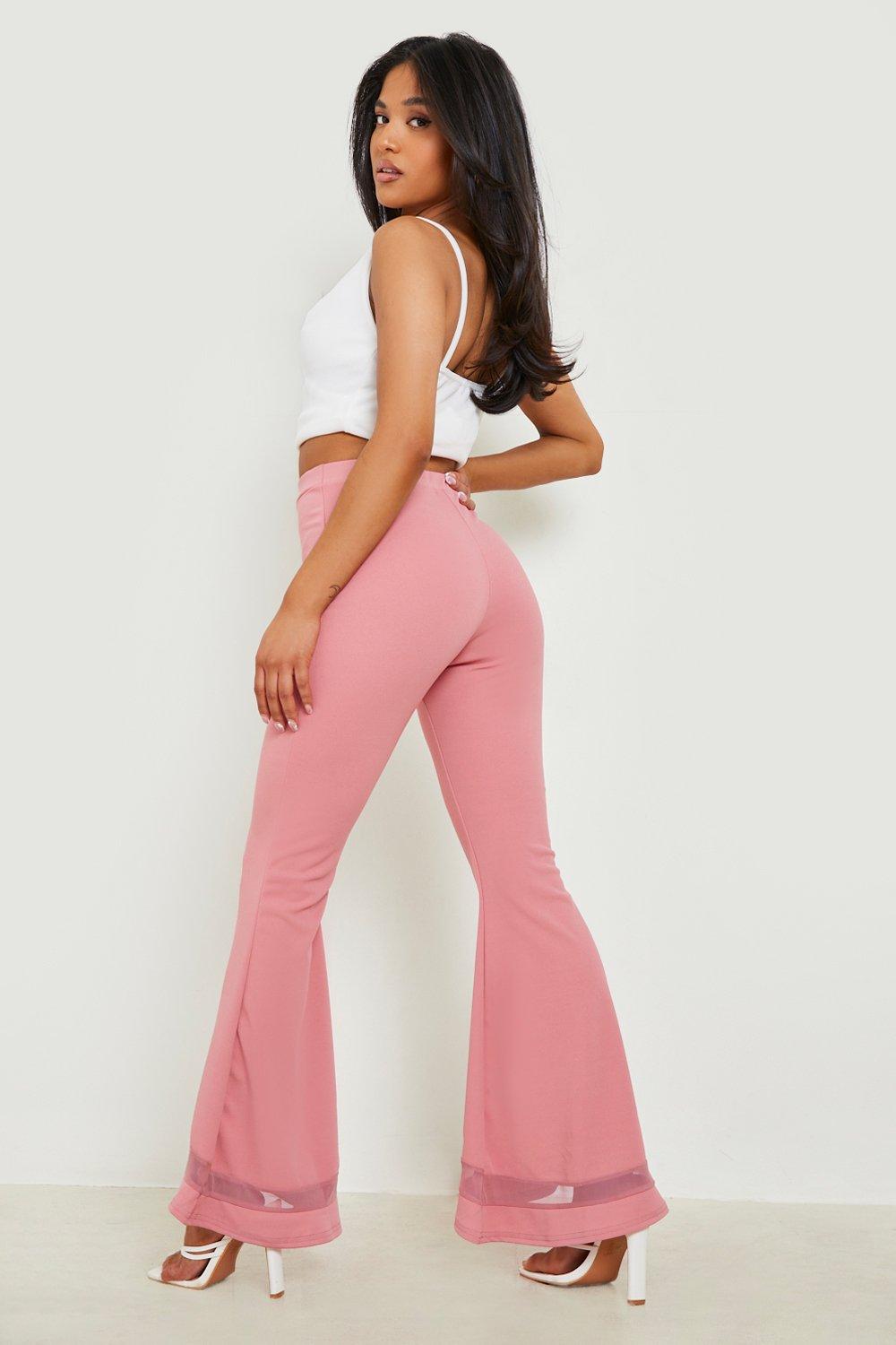 Pink mesh hot sale flare pants