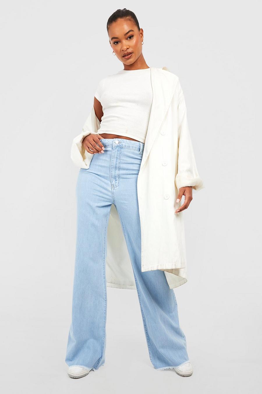 Light blue Tall Wide Leg Frayed Hem Jean image number 1