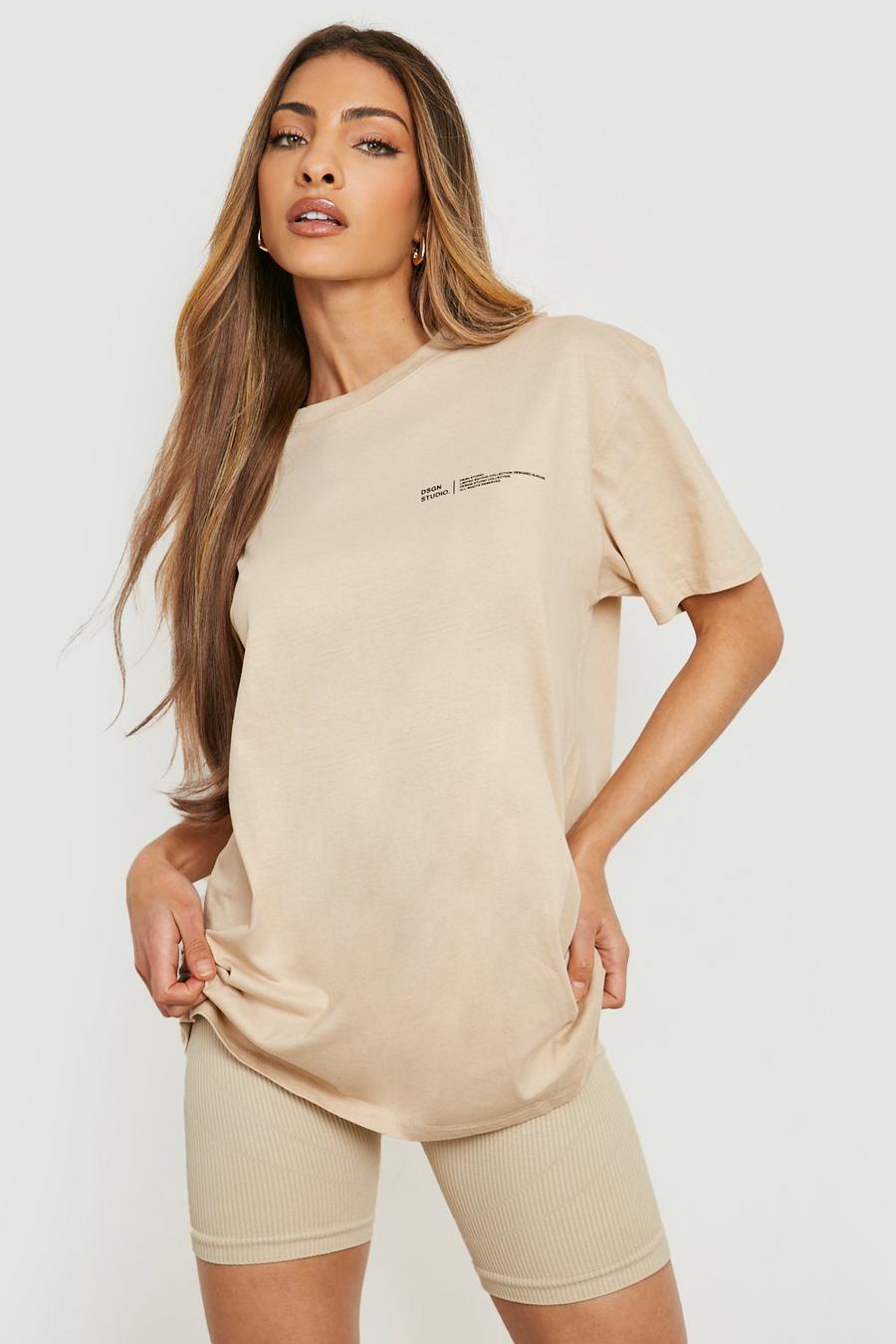 Sand Oversized Text Print T-shirt image number 1