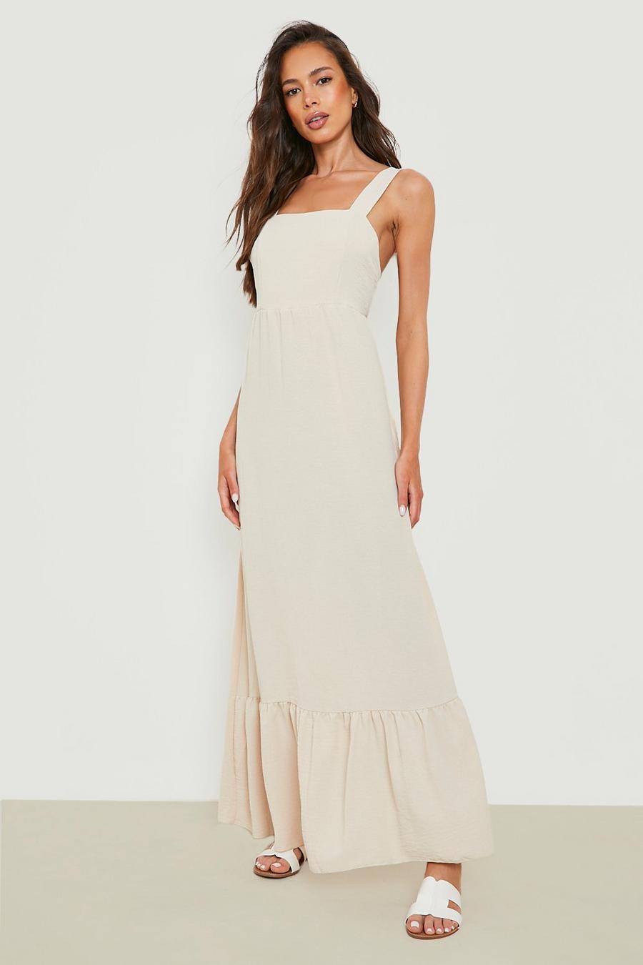 Stone Tiered Tie Back Strappy Maxi Dress image number 1
