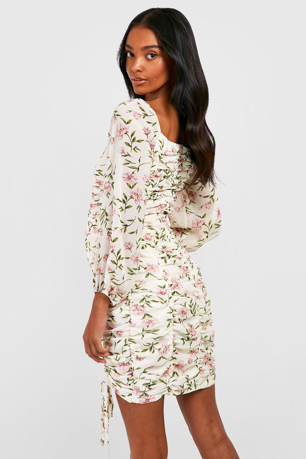 Missguided milkmaid dress with lace 2025 up detail in floral print