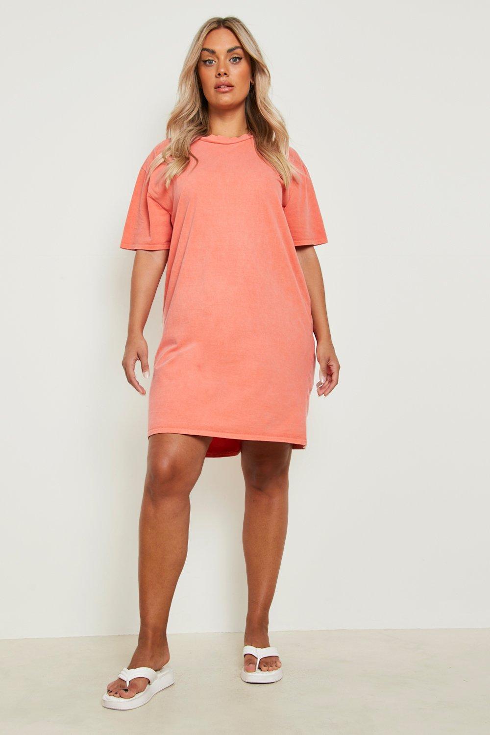 Plus size pink 2024 t shirt dress