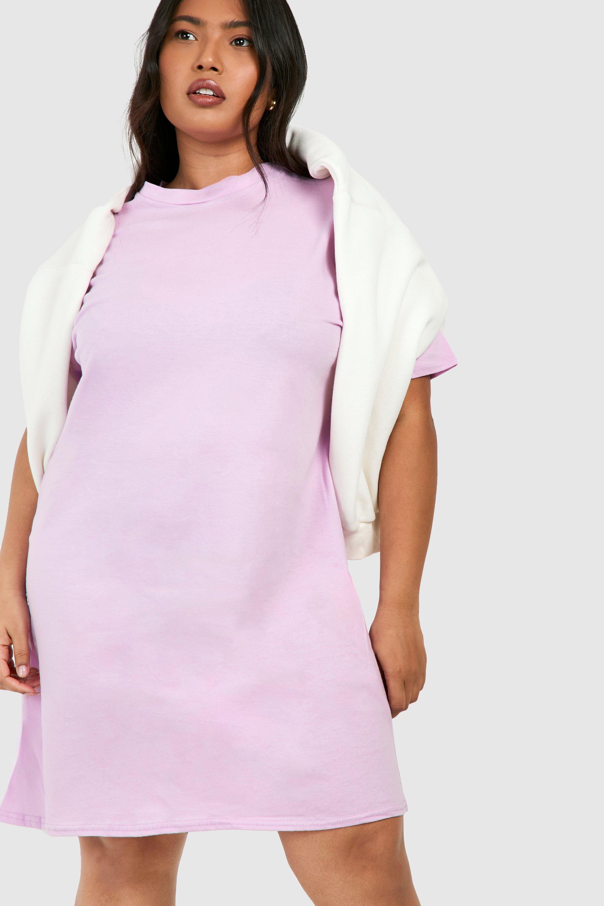 Plus Size Purple 'Los Angeles' Oversized Tunic T-Shirt Dress