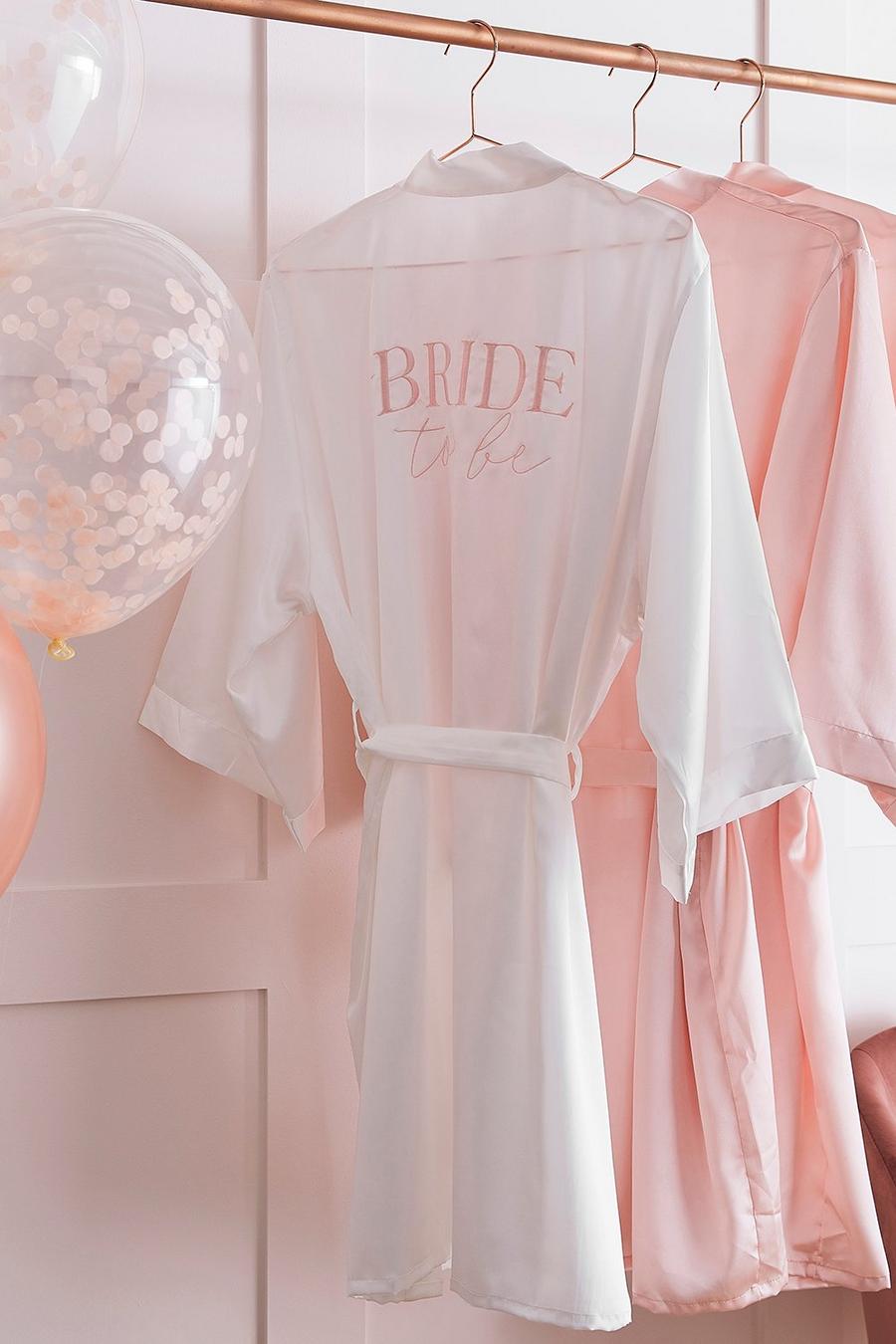 Ginger Ray - Robe de chambre satinée à inscription Bride To Be, White image number 1