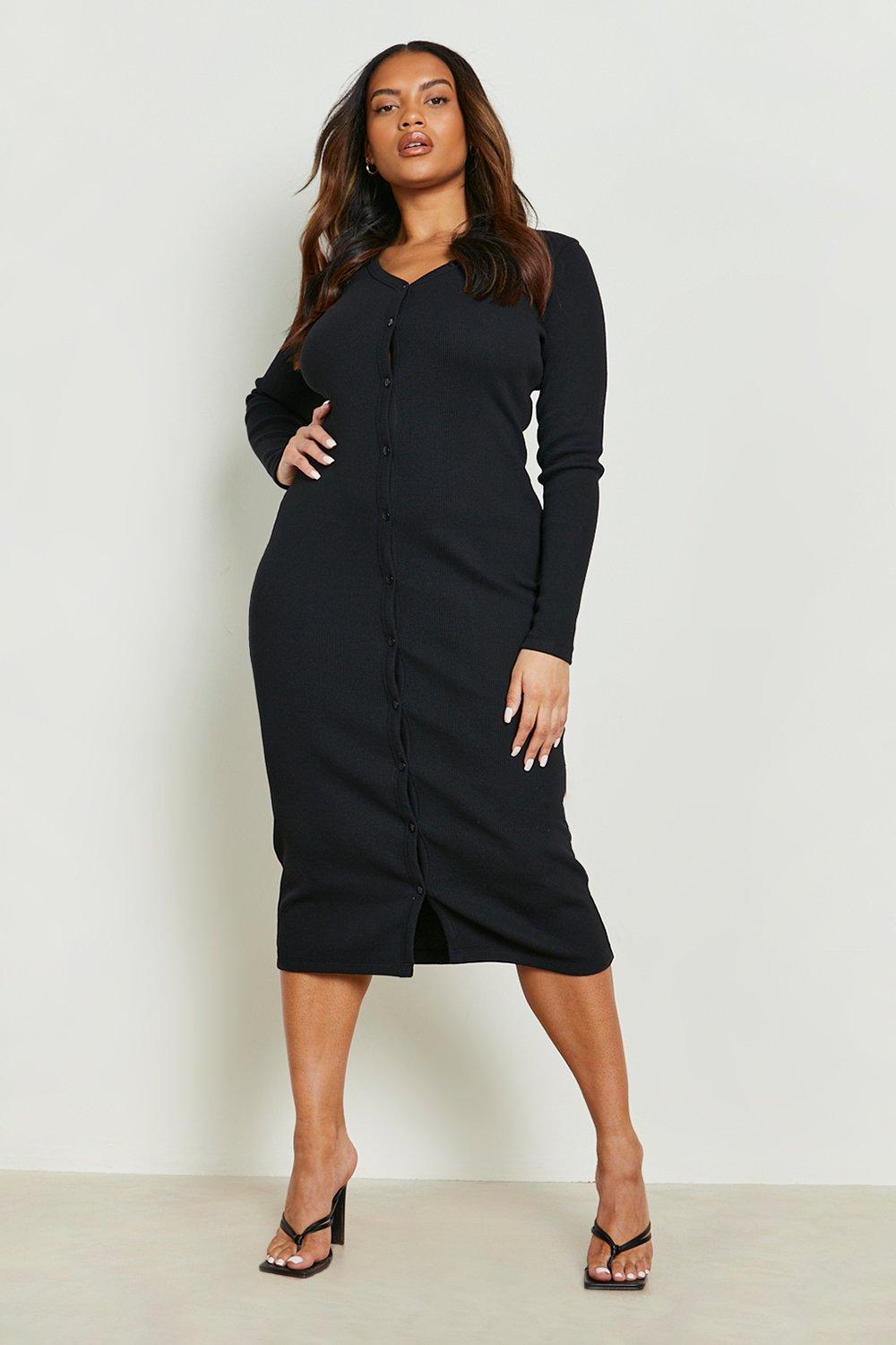 Boohoo button 2025 through midi dress