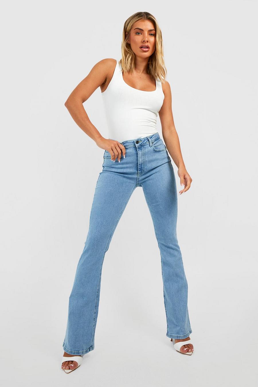 Light blue Mid Rise Butt Shaper Flared Jeans image number 1