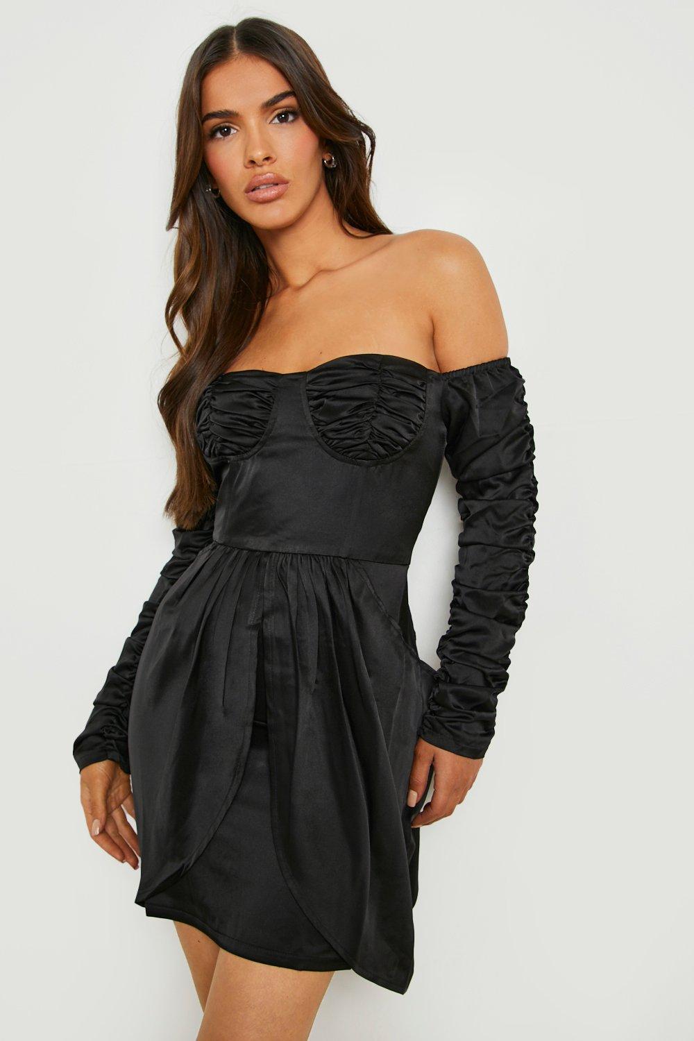 Black satin outlet corset skirt