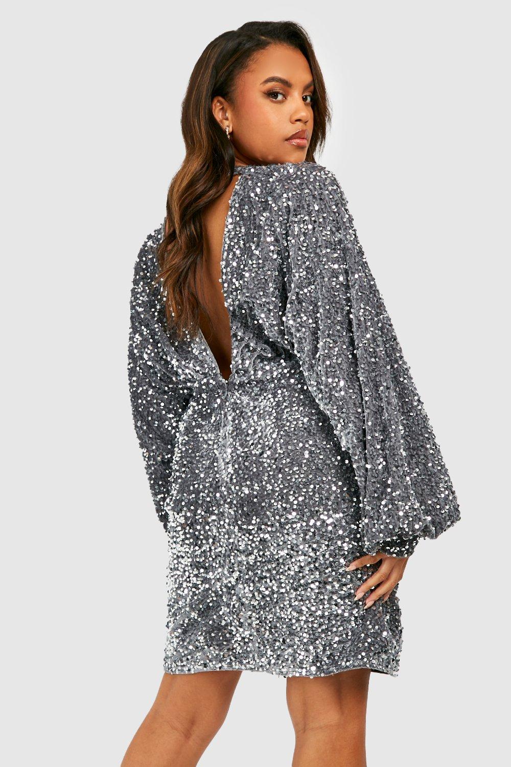 Boohoo silver deals sequin dress