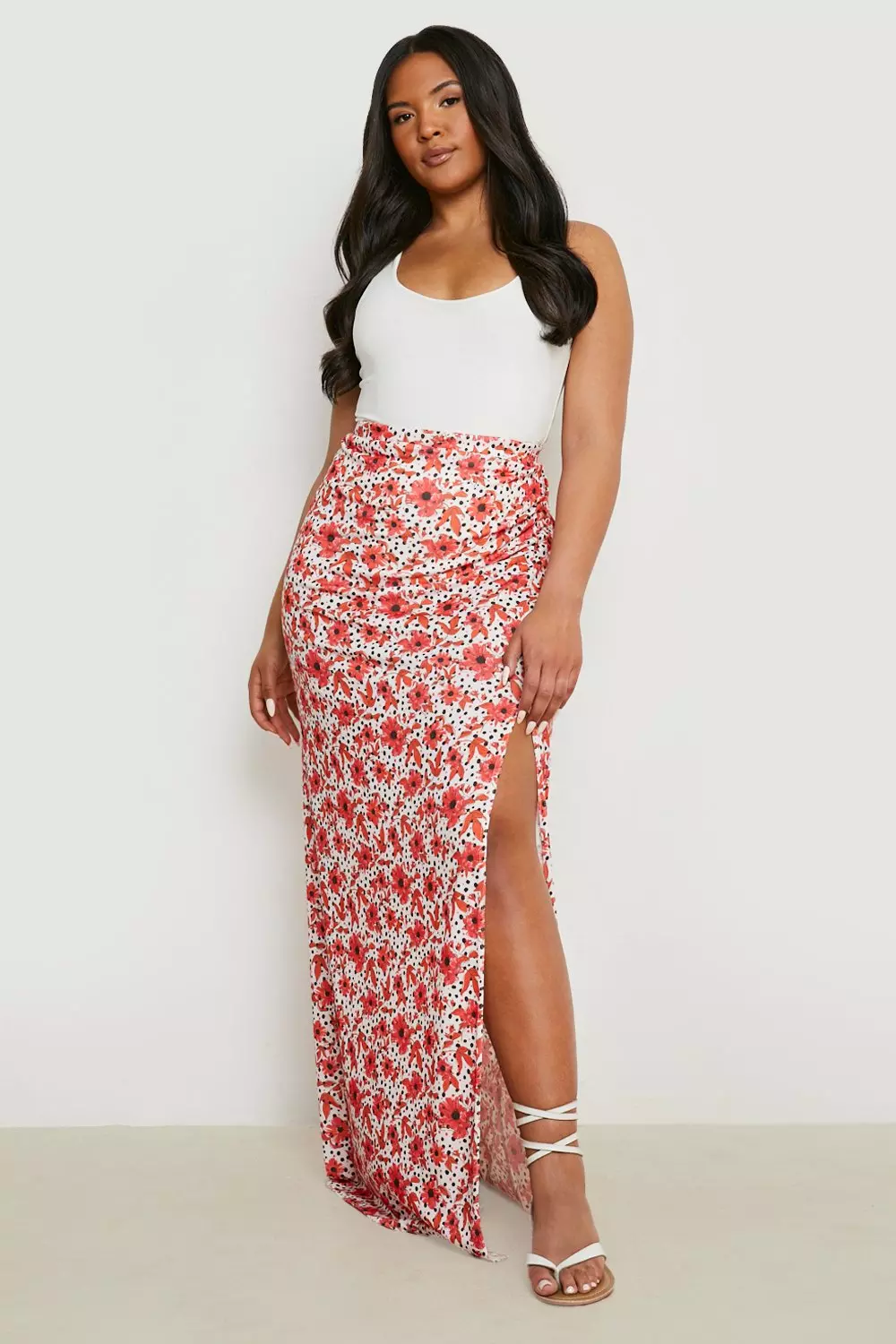 Floral maxi 2025 skirt split