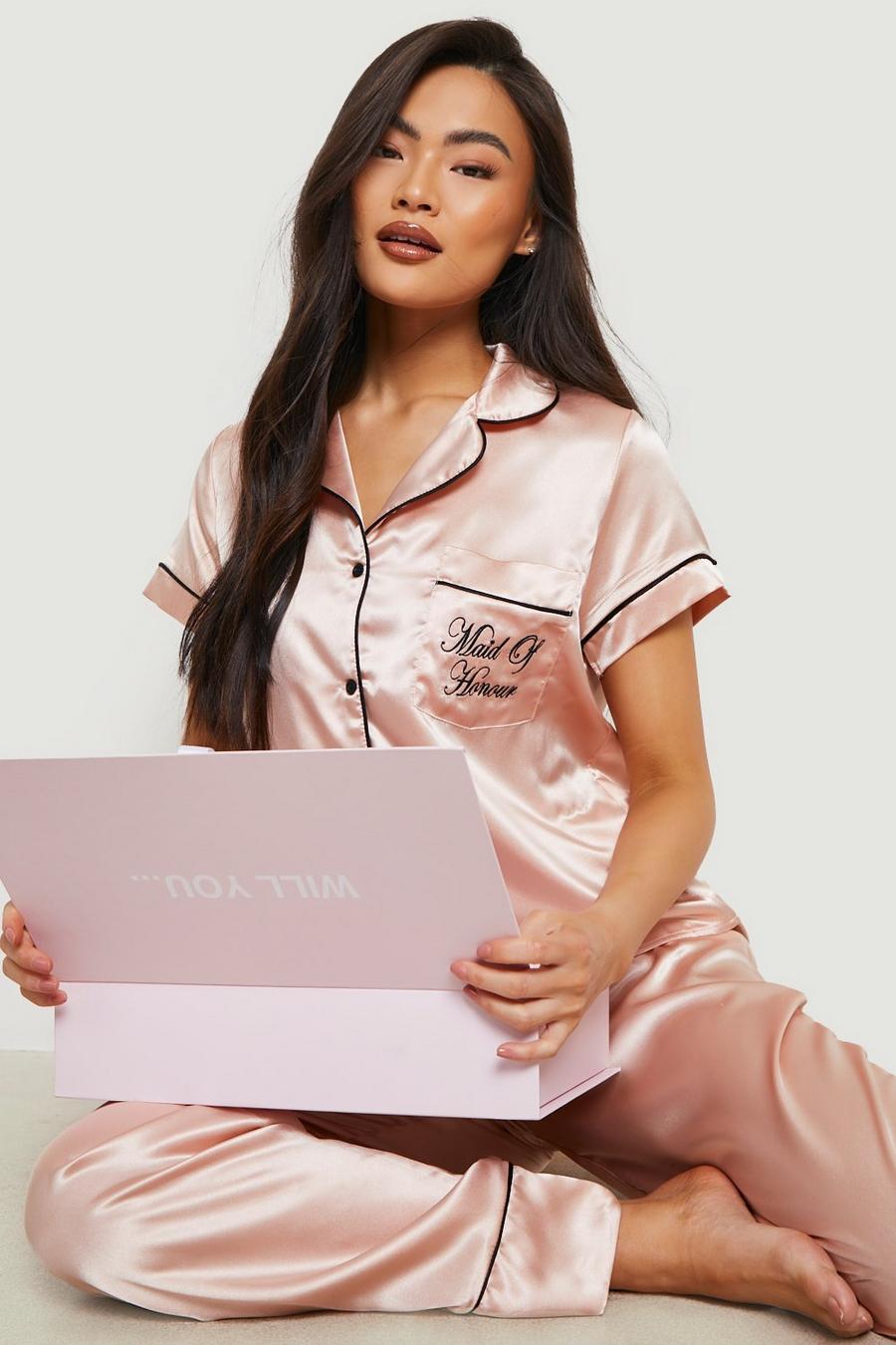 Rose gold Will You Be My Maid Of Honour Pyjamas i presentask image number 1