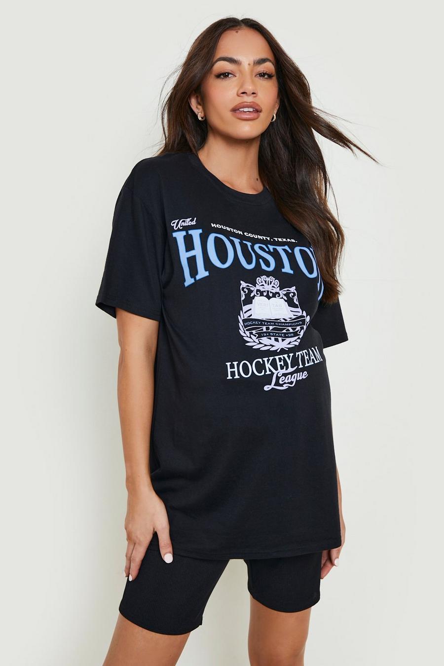 Black Maternity Houston Oversized Printed T-shirt