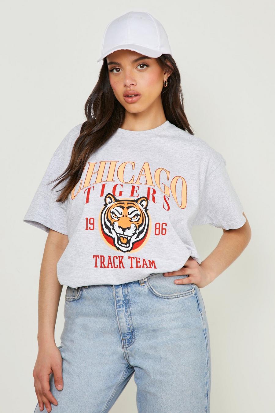 Camiseta oversize con estampado de Chicago Tigers, Light grey gris