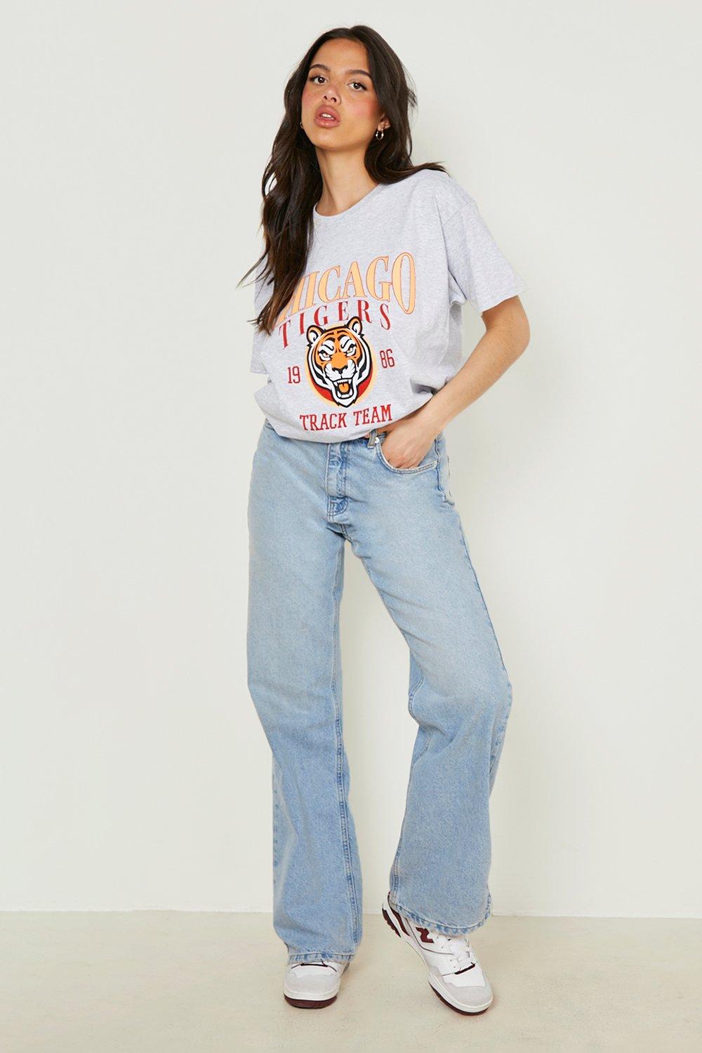 Chicago Tigers Printed Oversized T Shirt Boohoo