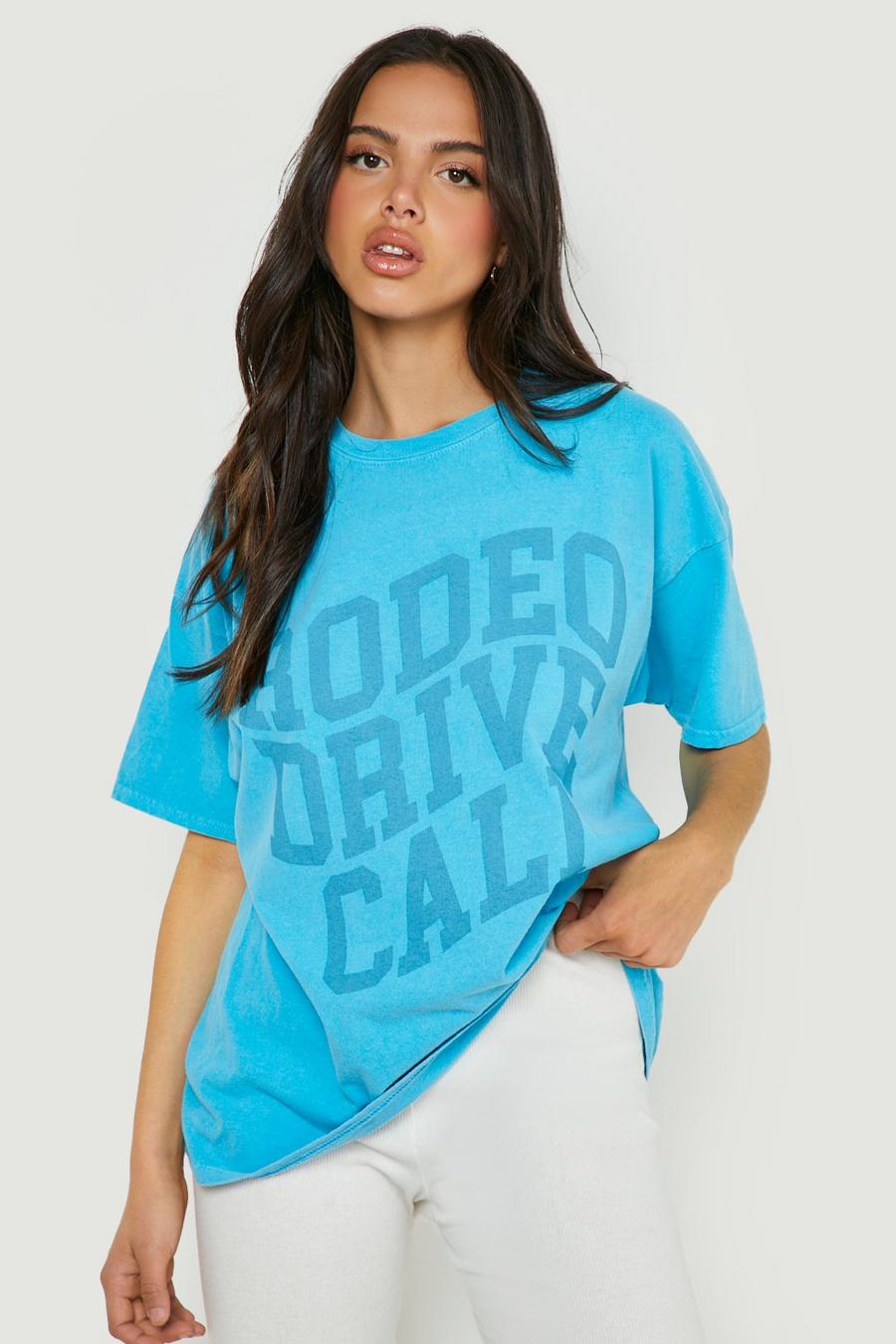 Aqua blue Rodeo Drive Oversized Printed T-shirt 