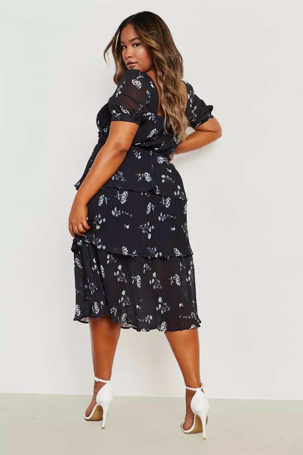 Floral high low outlet dress plus size