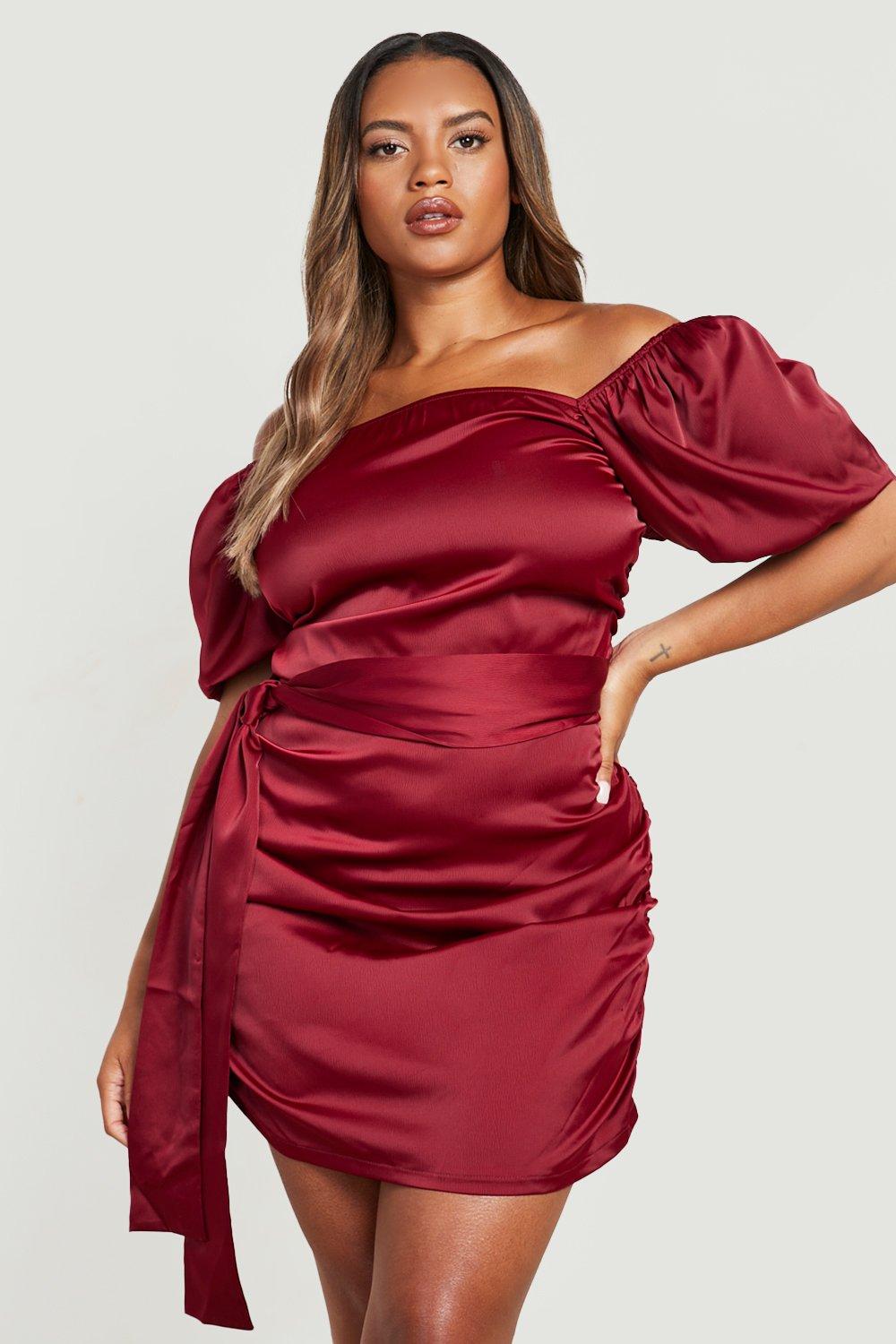 Red silk sale dress plus size