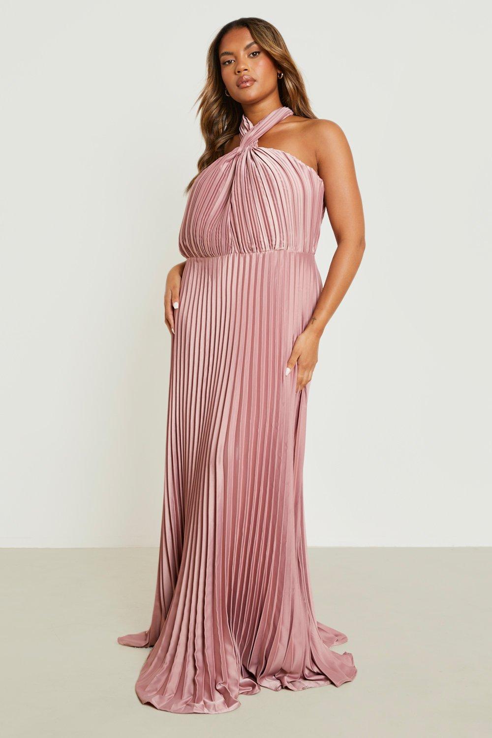 Blush Pink Pleated Maternity Dress