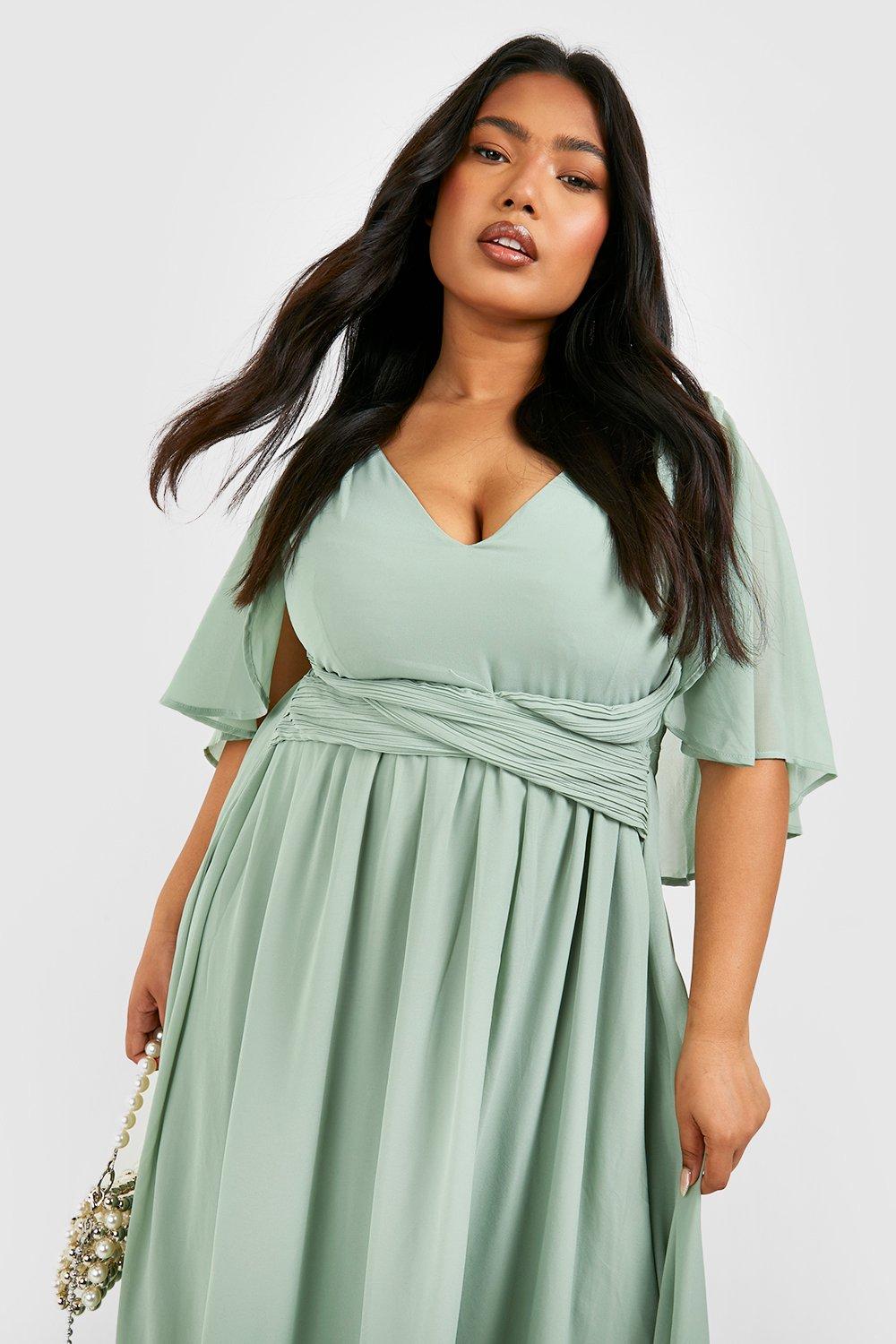 Plus Angel Sleeve Wrap Maxi Dress