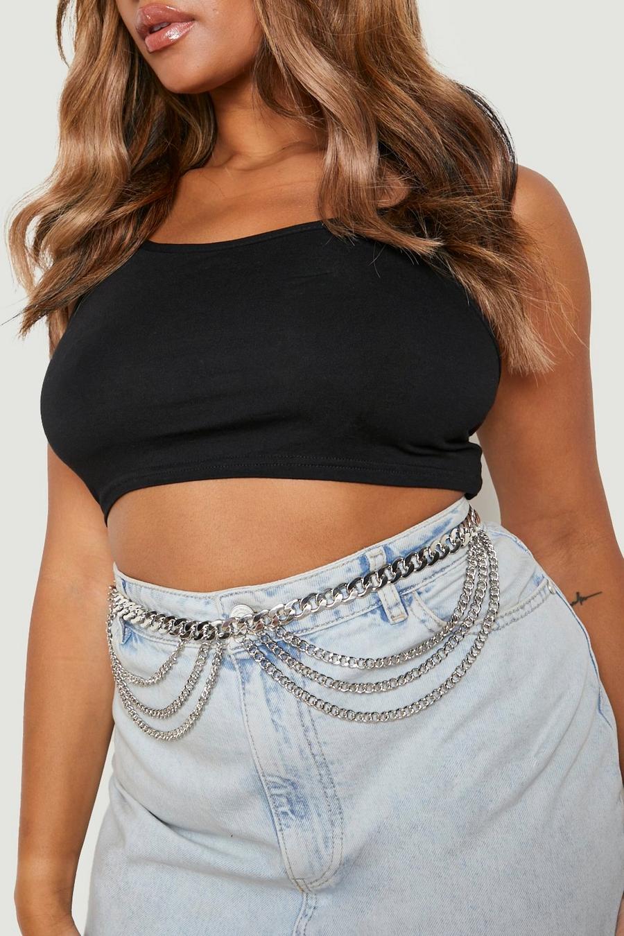 Plus Silver Draping Chain Belt