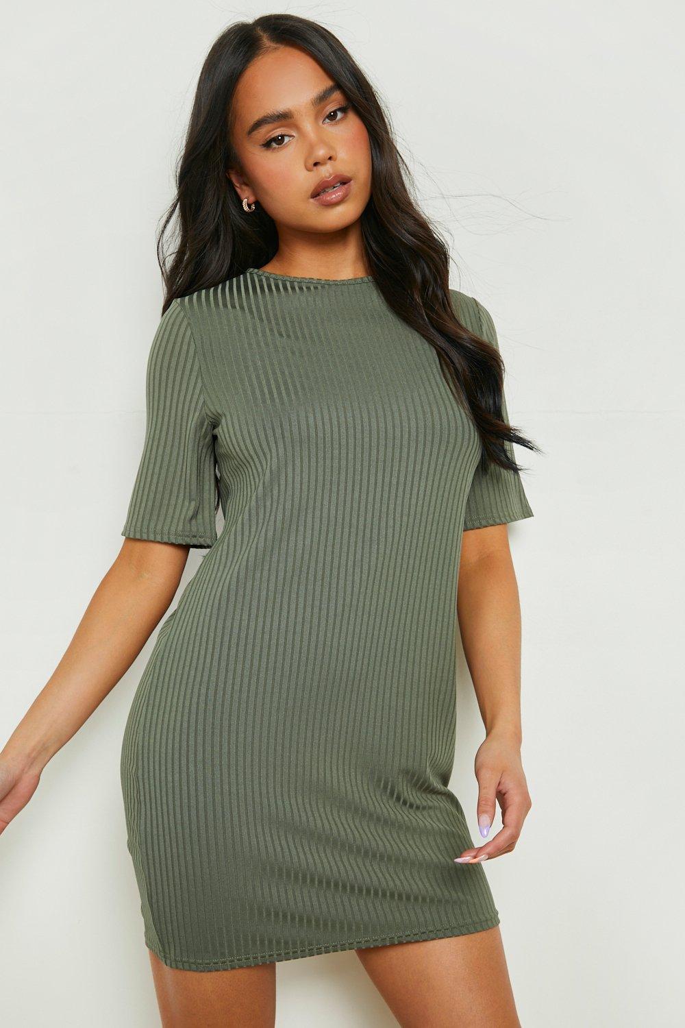 Basic Rib Oversized T-Shirt Dress |