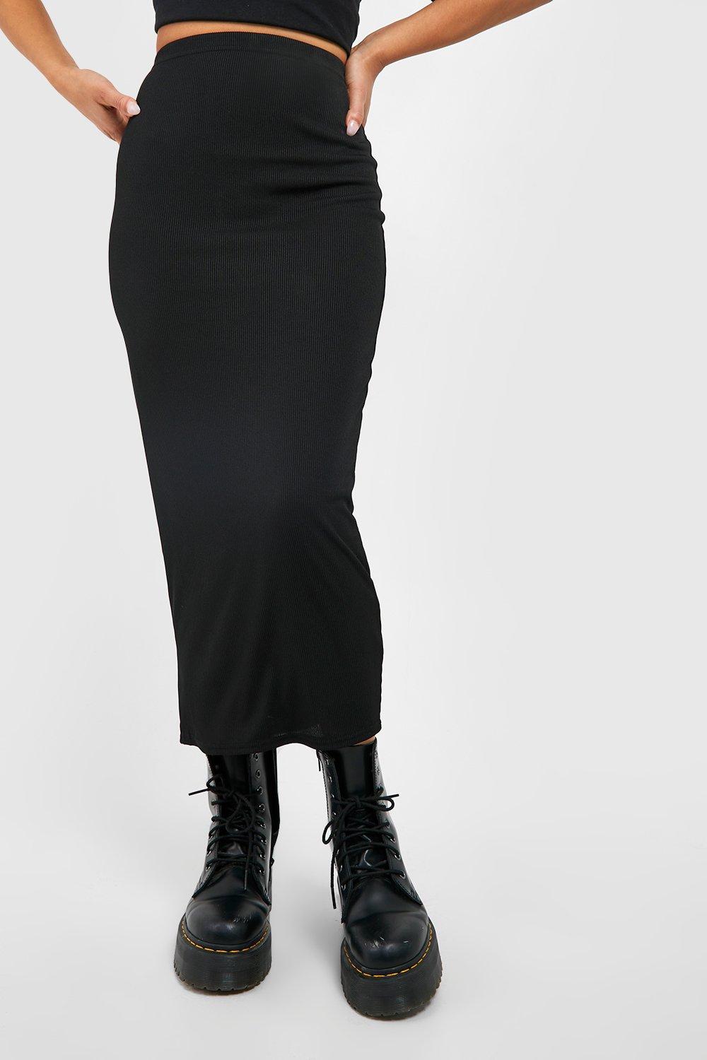 Petite Basic Midi Jersey Knit Tube Skirt