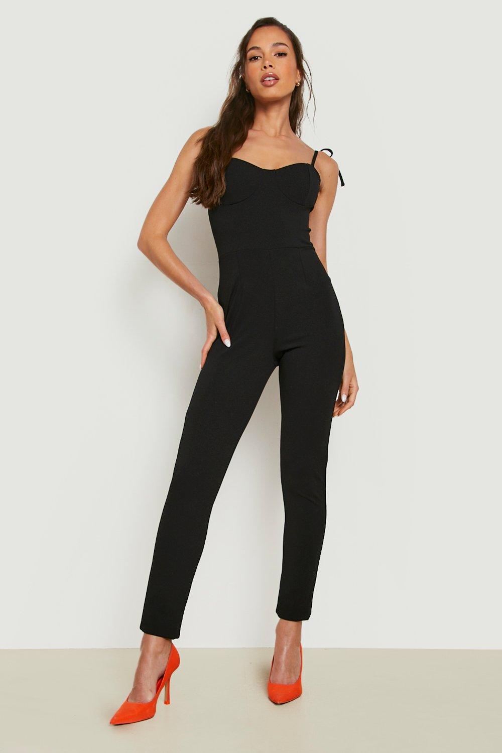 Petite Tie Strap Jumpsuit boohoo IE