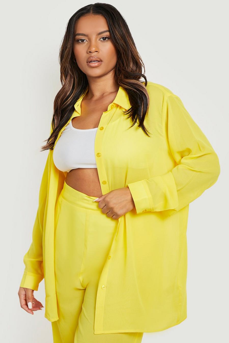 Yellow Plus Chiffon Beach Shirt