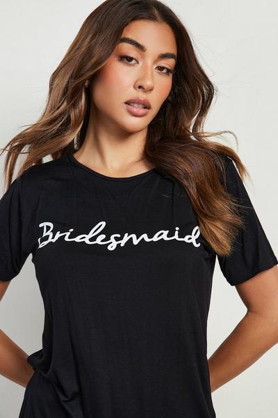 boohoo black Bridesmaid Heart Print T-shirt & Legging Set