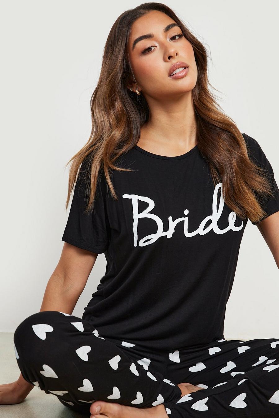 Black Bride Heart Print T-shirt & Legging Set