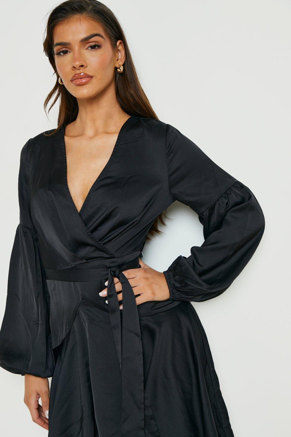 Black satin hot sale tie dress