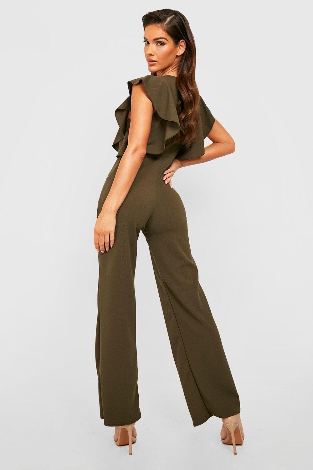 Women's Ruffle Sleeve Wide Leg Jumpsuit