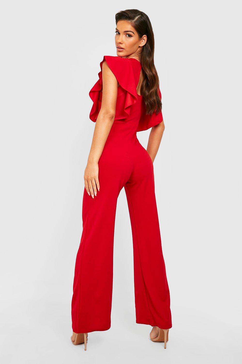 Ruffle Sleeve Wide Leg Jumpsuit