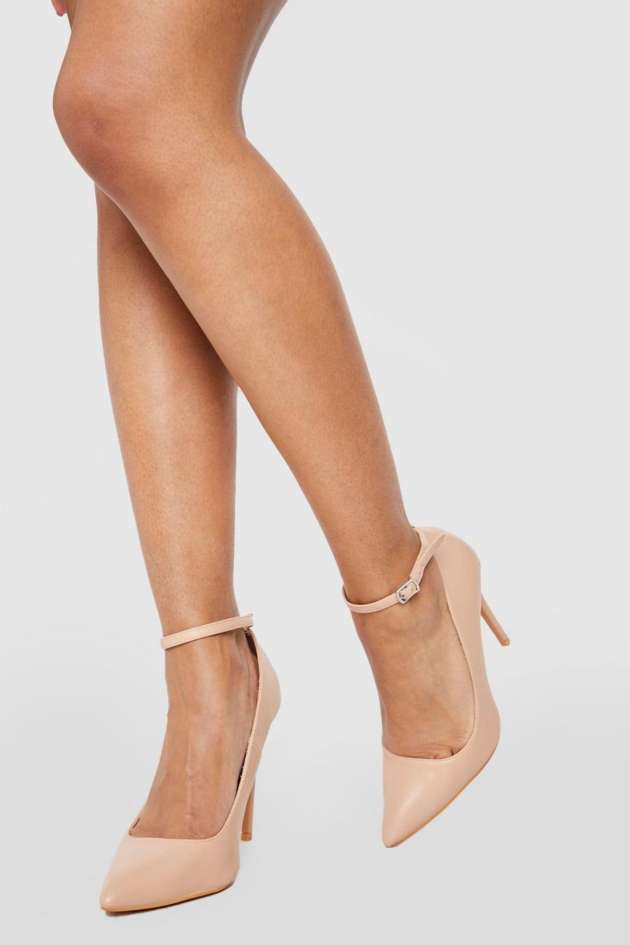 Nude Wide Fit Ankle Detail Court Shoe image number 1