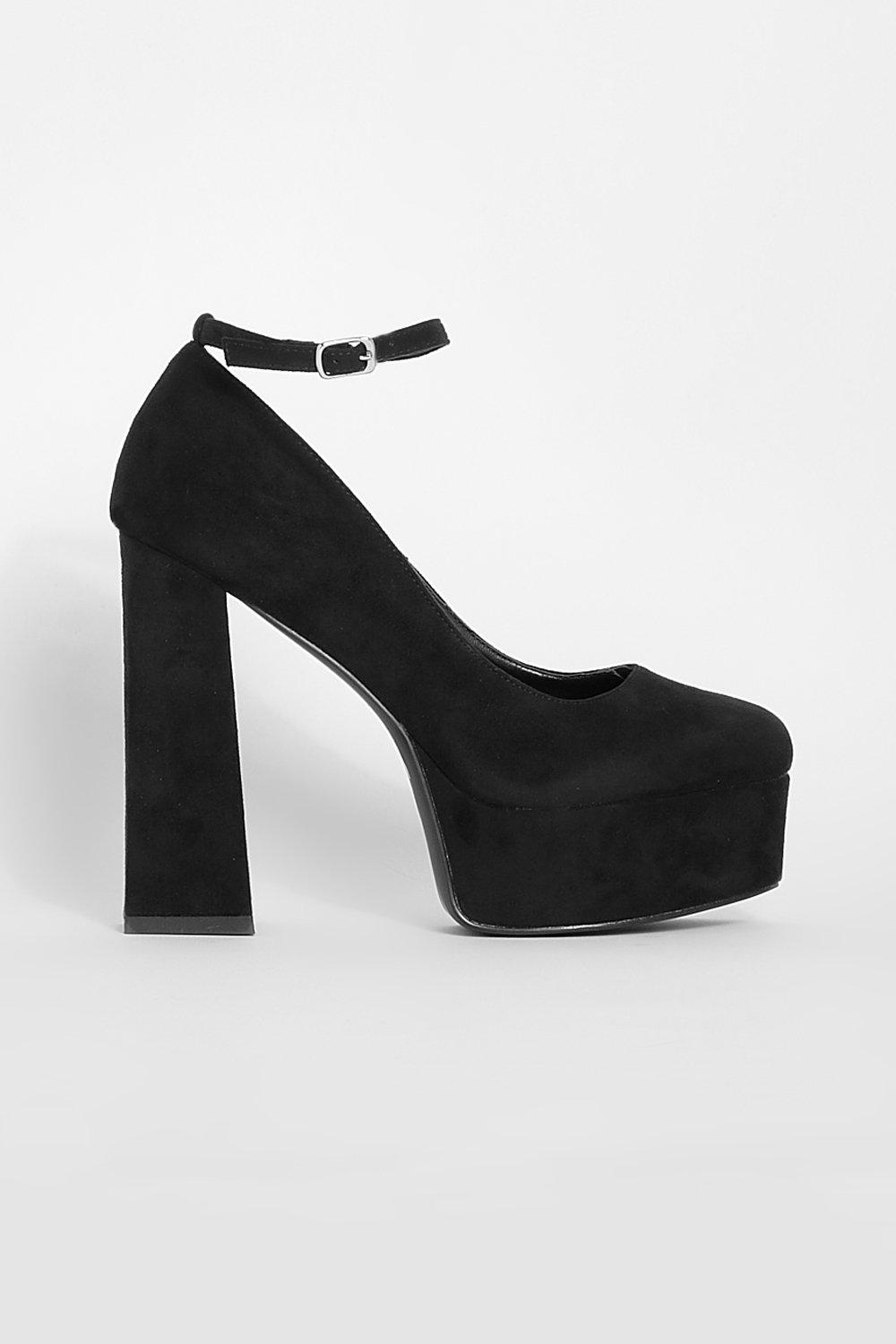 platform court shoes with ankle strap