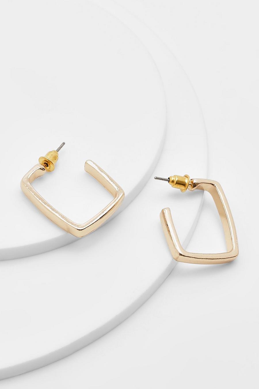 Simple Gold Chunky Square Earrings