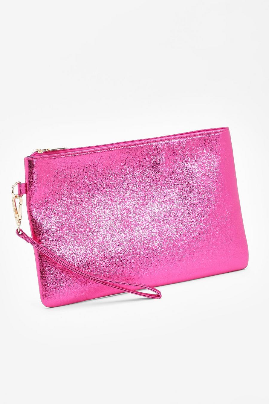 Dark pink Cracked Pu Pouch image number 1