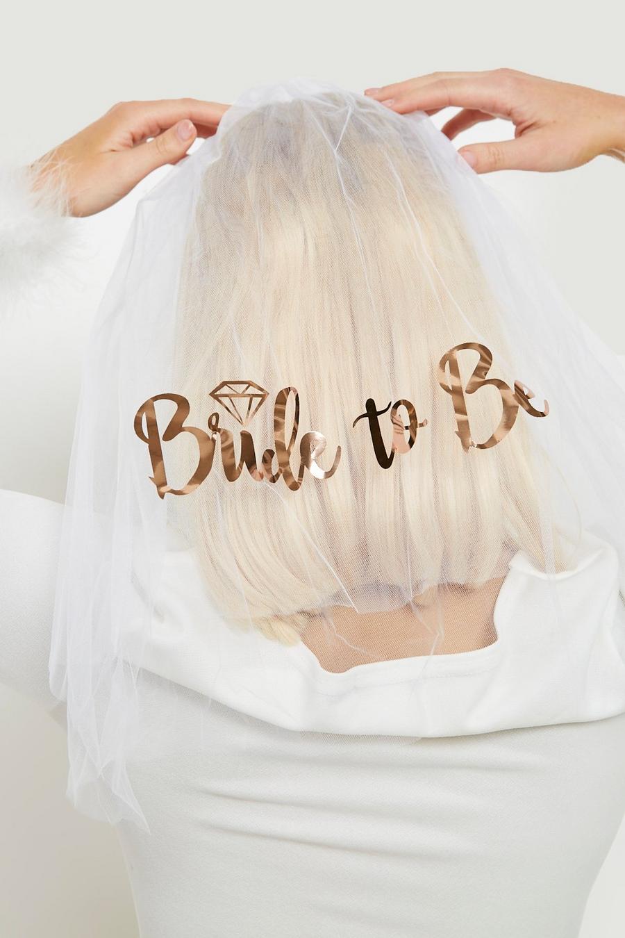 White Bride To Be Rose Gold Veil  image number 1