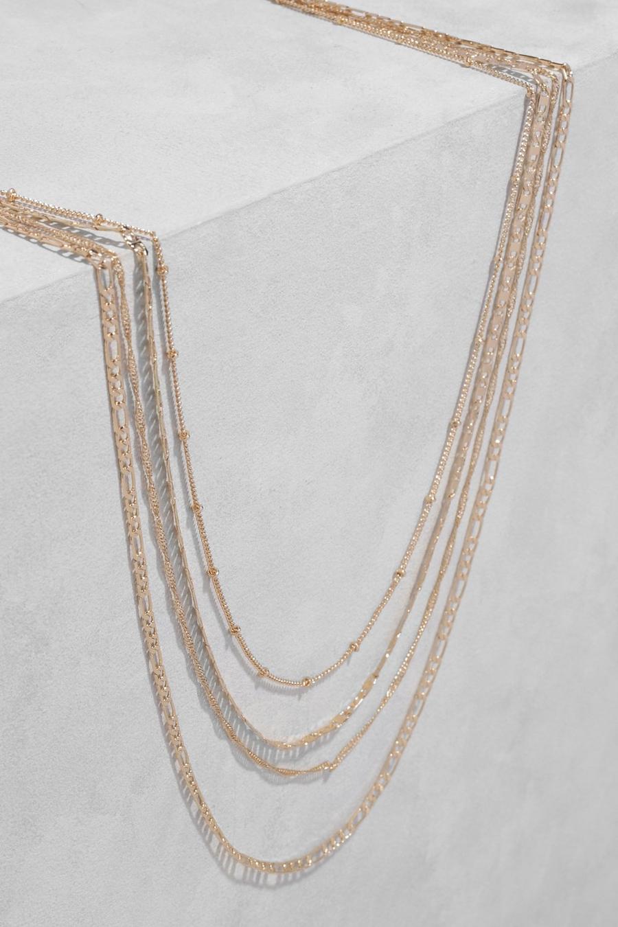 Gold metallic Simple Chain Link Assorted Layering Necklace 