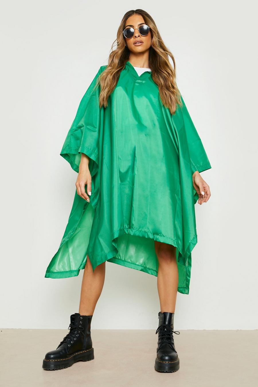 Bright green Hooded Festival Poncho image number 1