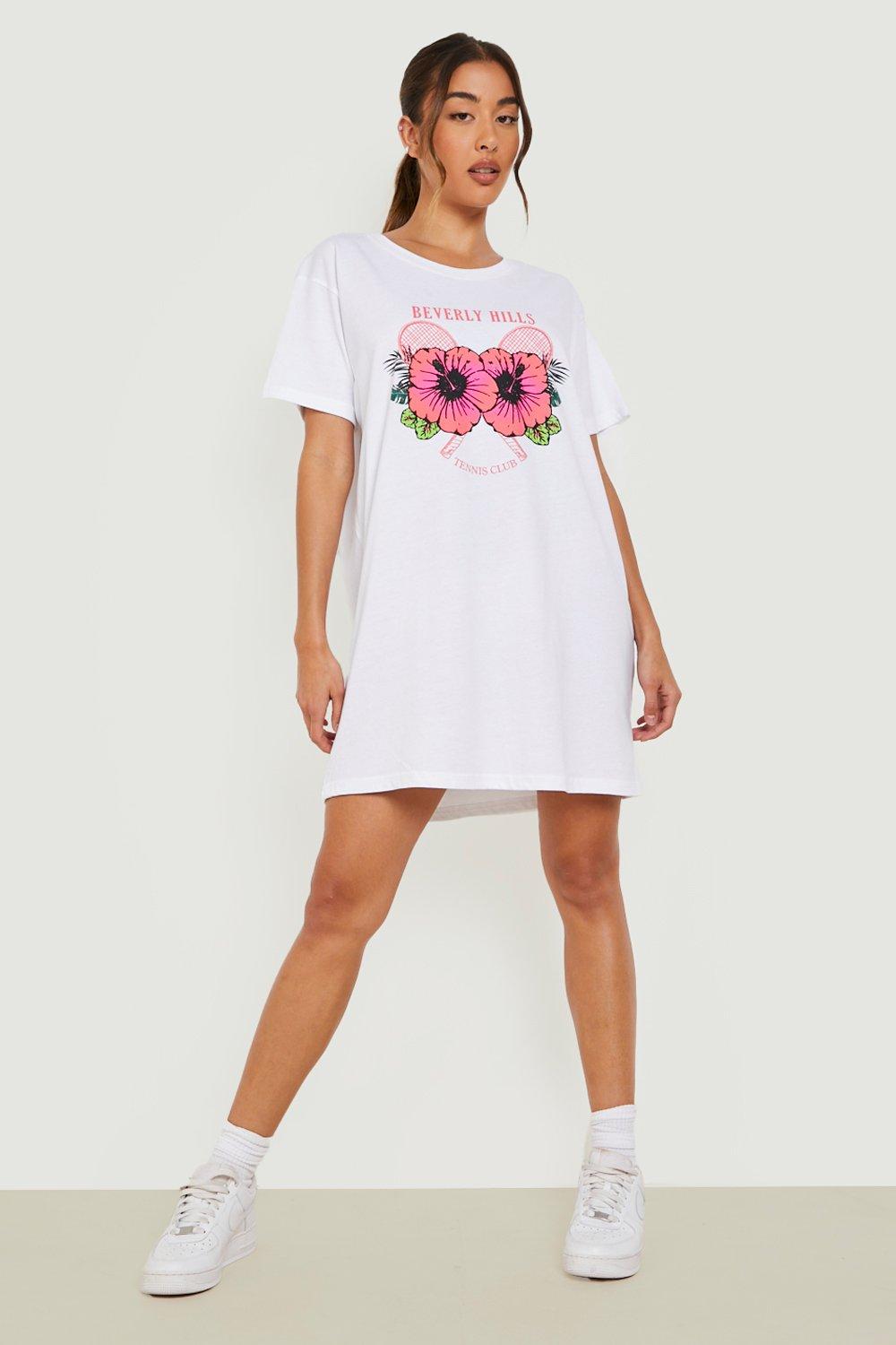 white slogan t shirt dress