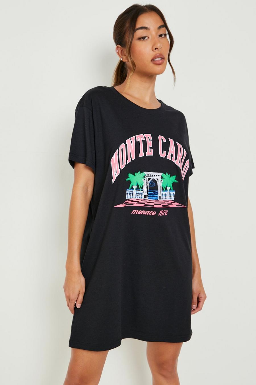 Black Monte Carlo Slogan T-shirt Dress