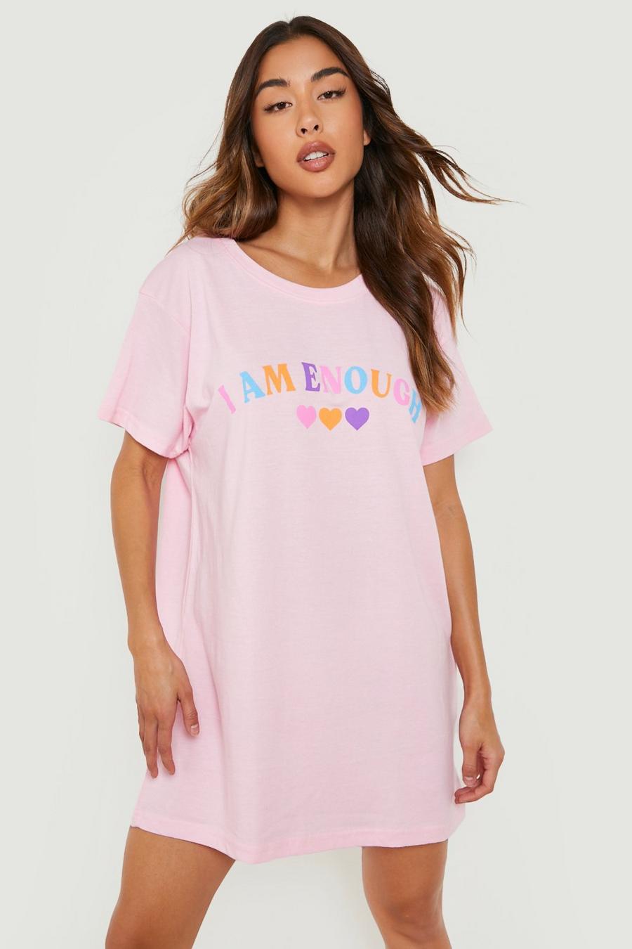 Blush pink Slogan Heart Detail T-shirt Dress