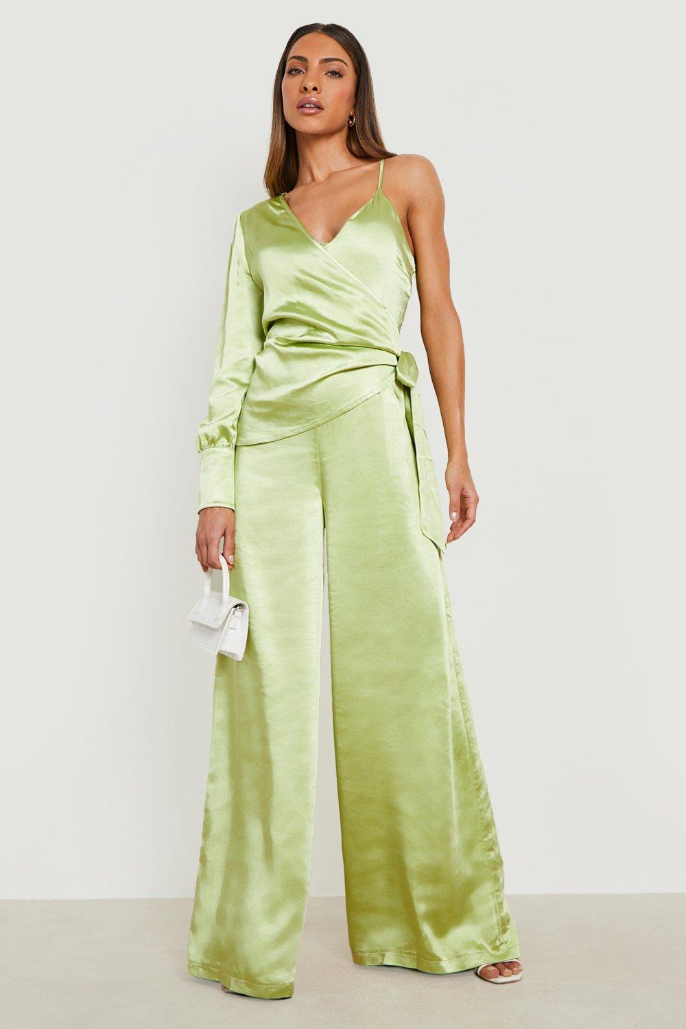 green satin jumpsuit