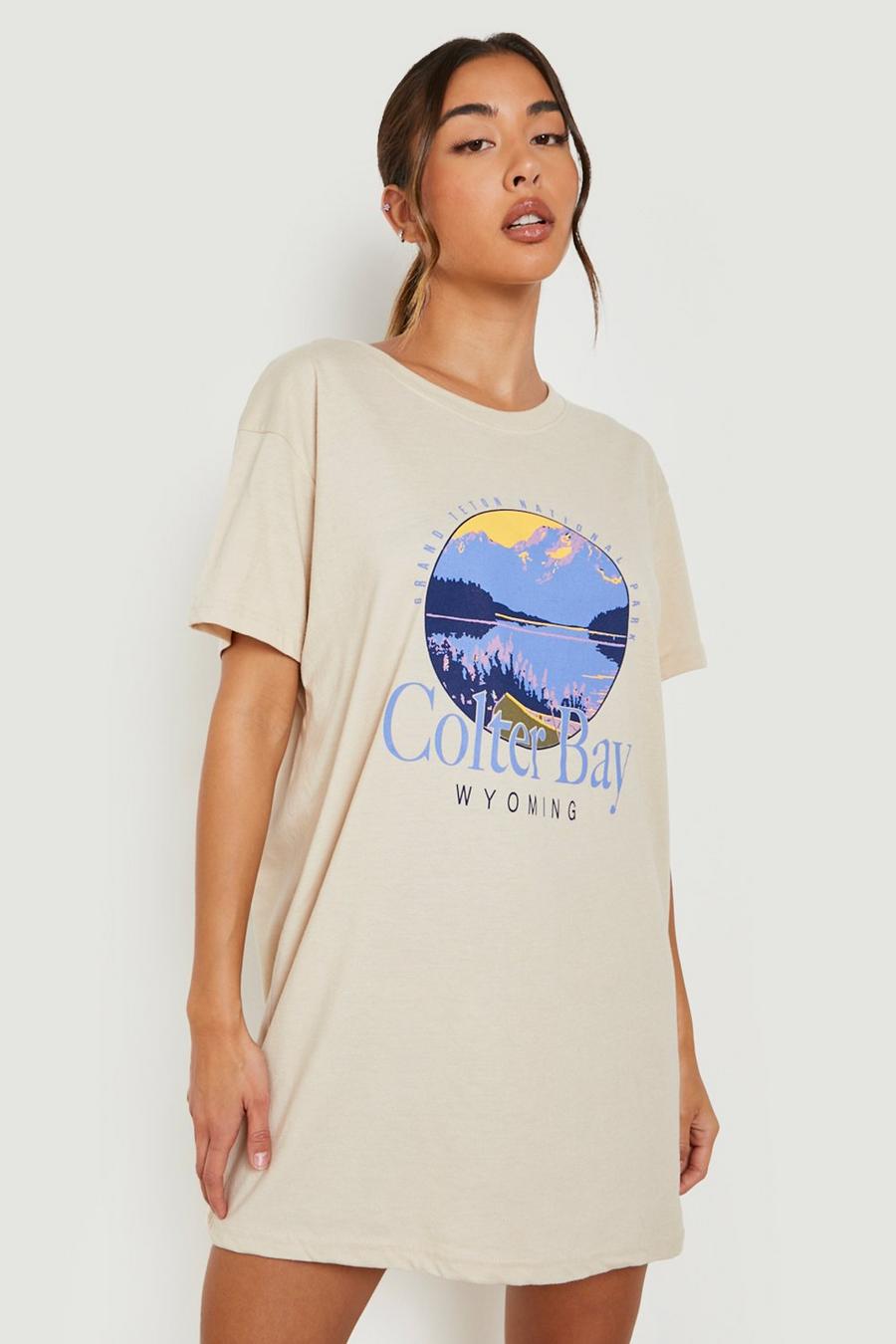 Sand Overdye Bay Graphic T-Shirt Dress image number 1