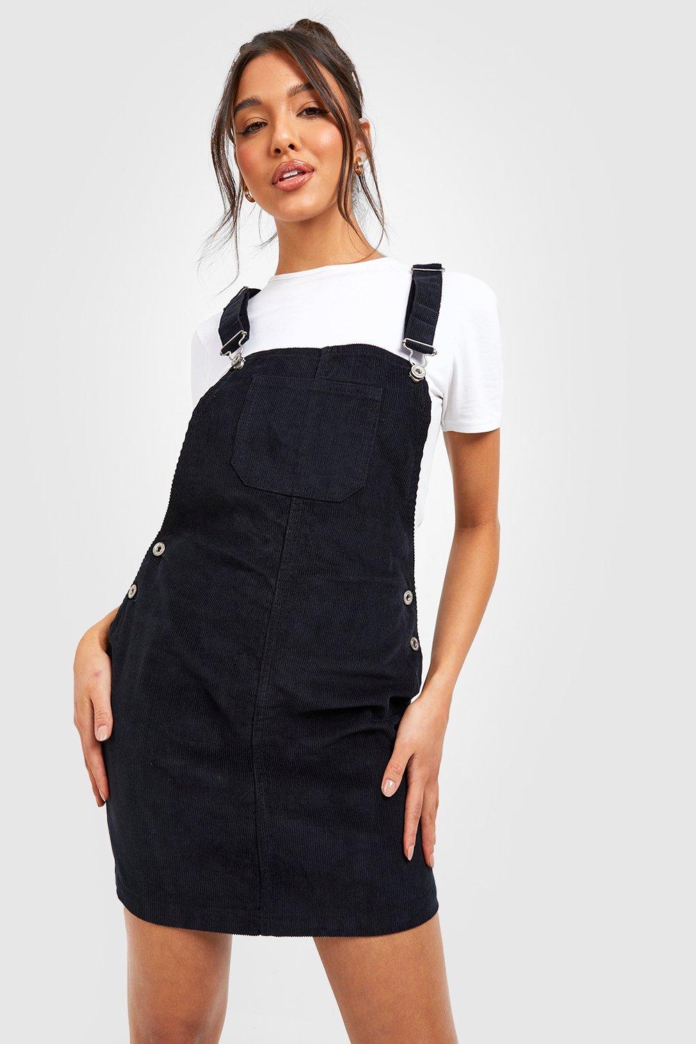 Pinafore Women Dress / Black Dungaree Dress / Cord Pinafore Dress