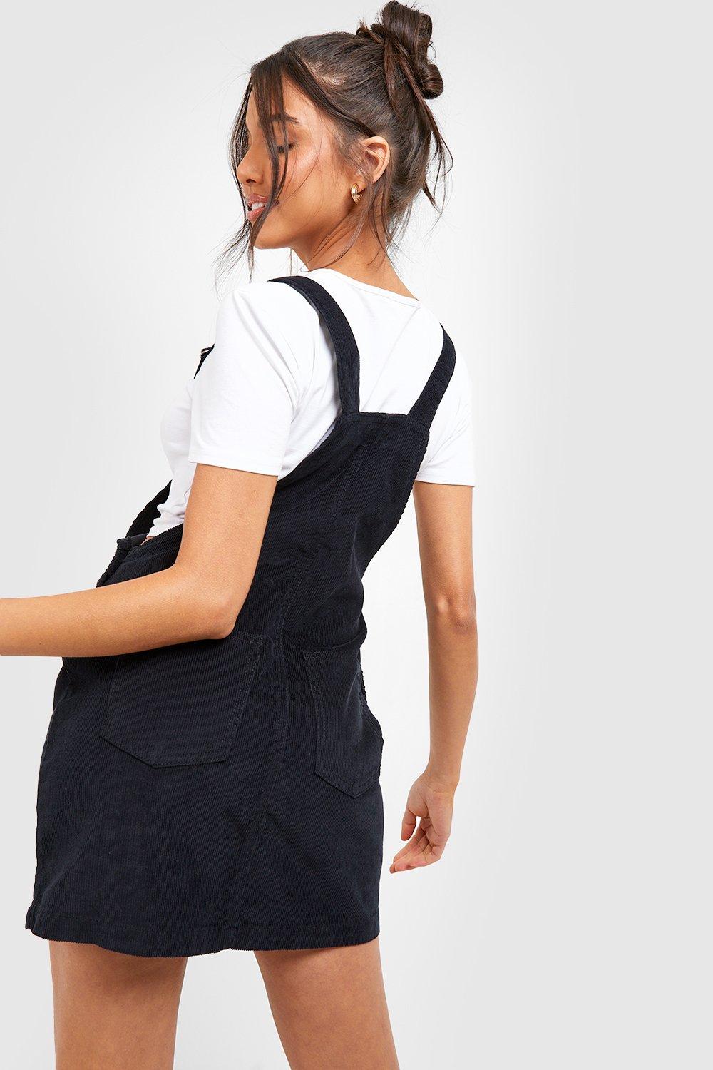 Boohoo black pinafore best sale