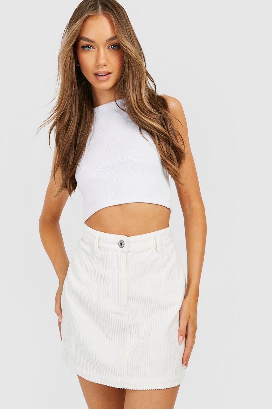 Ecru blanc Chunky Cord Mini Skirt image number 1