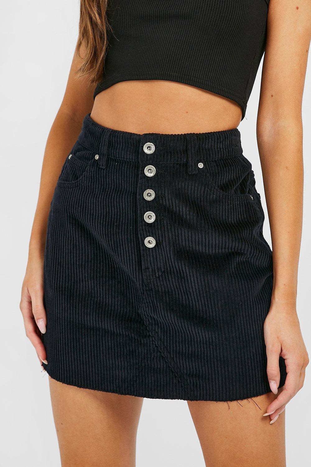 Black cord 2025 skirt boohoo