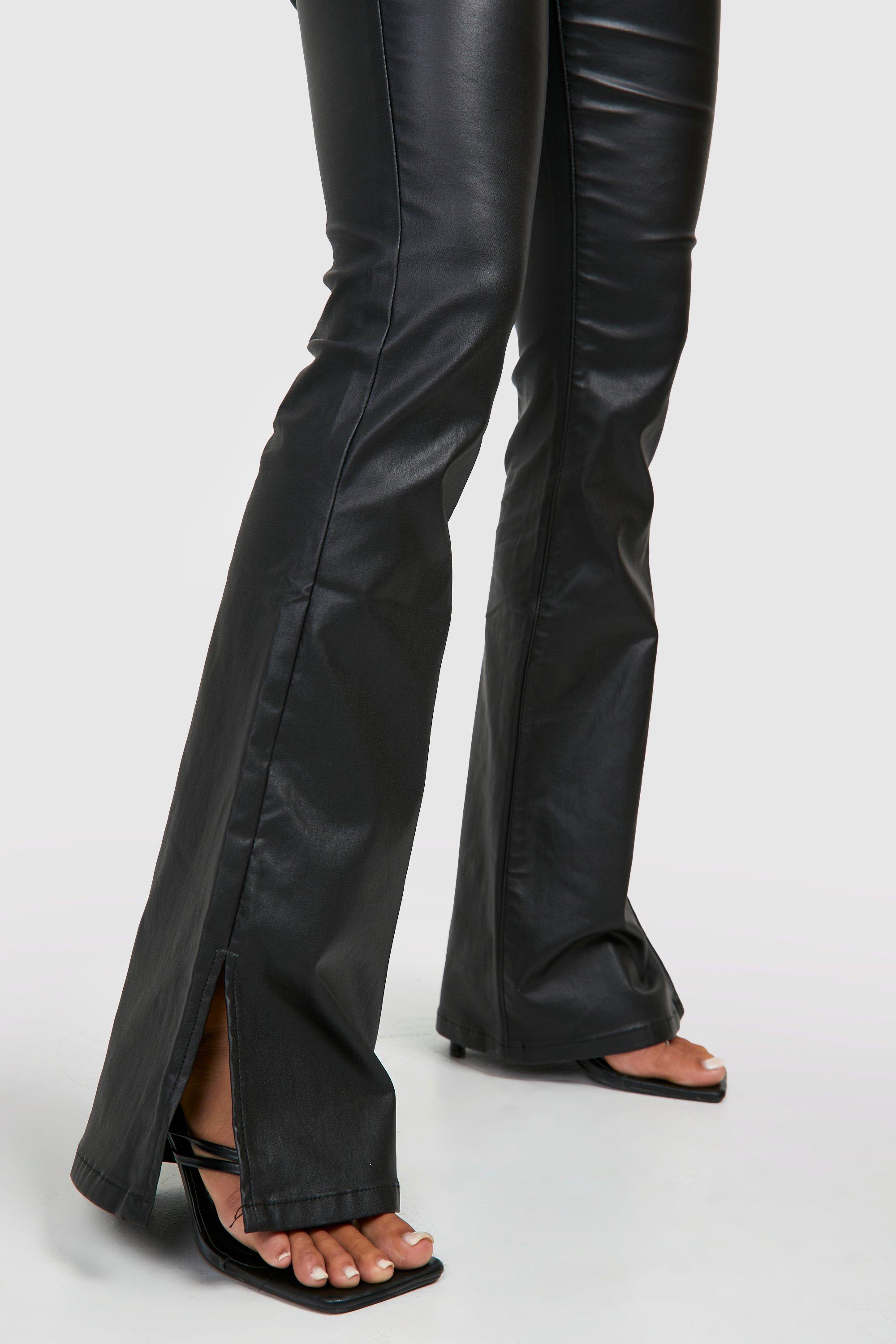 Plus Size Black Split Hem Flared Trousers