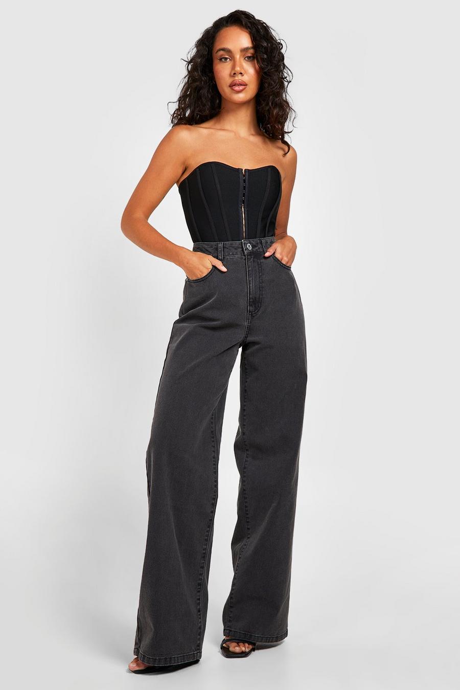 Black negro High Rise Wide Leg Jeans image number 1